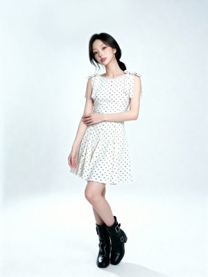 ELITE White Suede Ribbon Shoulder Bow Mini Dress