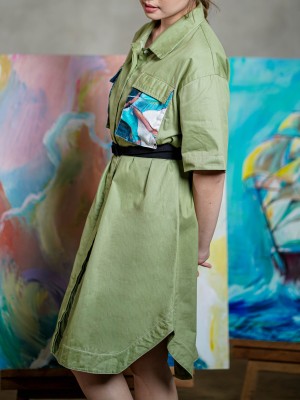 ER Pocket Paint Shirt Dress