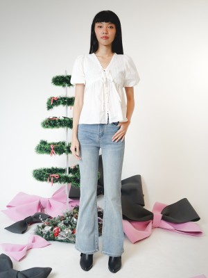 HT24 Eyelet Front Tied Natalie Top