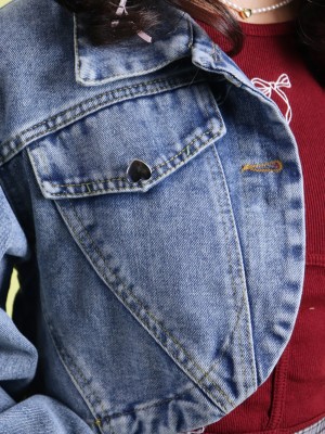 JR DITOX HEART BUTTON CROP DENIM JACKET