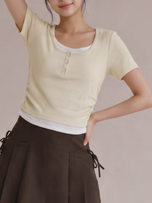 JR CORE Fron Layer Low Round Neck Tee