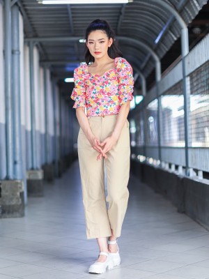 Flower Paint Print Summer Top