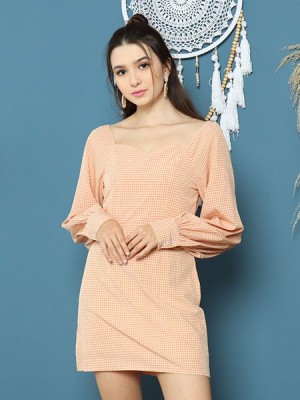 Cottage Core Heart Shape Neckline Mini Gingham