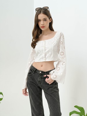 FELIZ23 Low Neck Eyelet Boham Shirt