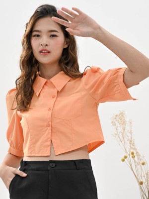 Puff Sleeves Crop Shirt