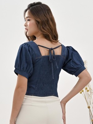 Middle Zip denim Bustier Top