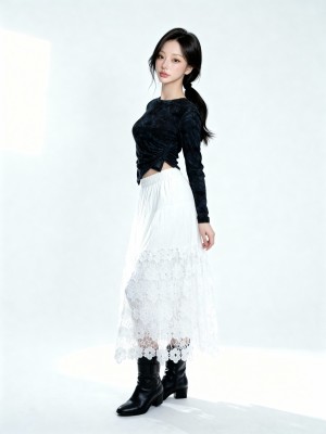 Megan Bottom Eyelet Embroidery Long Skirt
