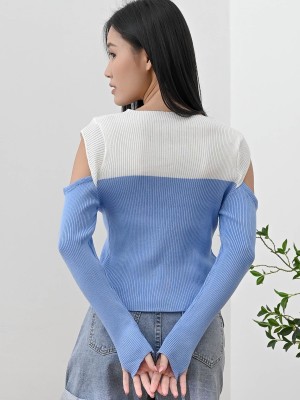 Iris Cold Shoulder 2 Tone Knit Top