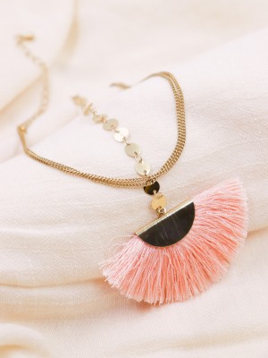 Round Chain Half-Rounded Fringe Necklace