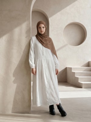 EID Collar Tie Maxi Embroidery Dress