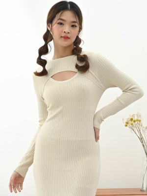 Peep Hole Knit Midi Dress