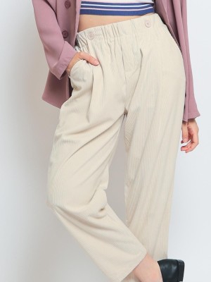 Elastic Wasit Button Pants