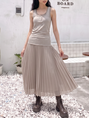 00 2pcsSetJerseySleevelessMiniDressw/SheerLongDres