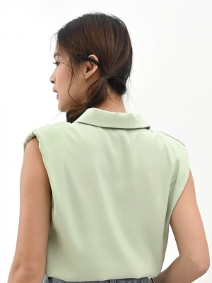 Padded Shoulder Collar Top