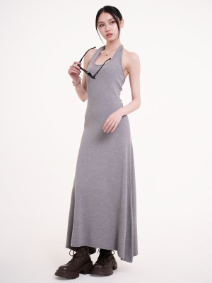 SMARTEN JERSEY MIDI HALTER DRESS