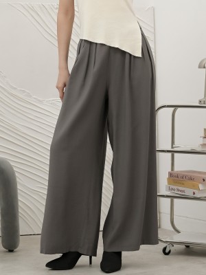 SMARTEN SEWN WAIST PLEATS WIDE LEG PANTS
