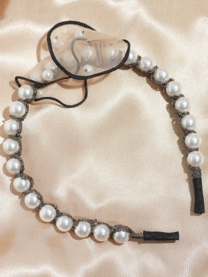 Big Pearl Brown tulle hairband