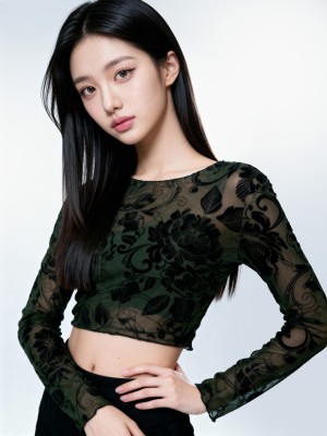 CORE Drawn Flower Shadow Sheer Crop Tee