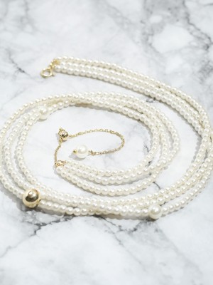 Triple Pearl Chain Necklace