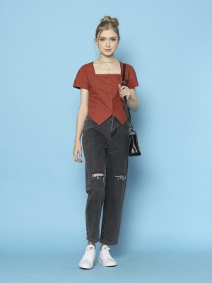 Square Neck Tiny Waist Shirt