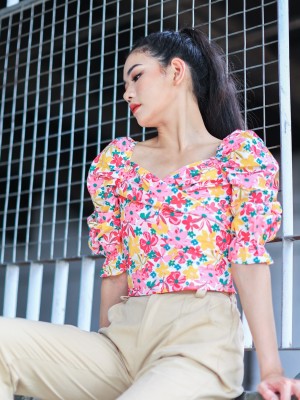 Flower Paint Print Summer Top