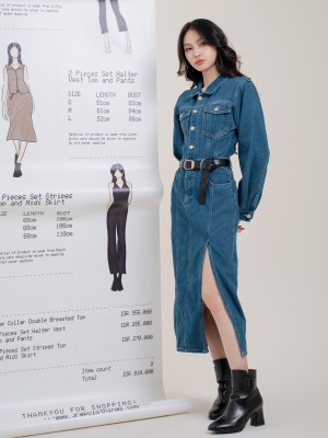 SMARTEN UNWASHED BLUE DENIM DRESS