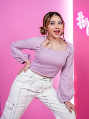 Anneth Long Sleeves Square Neck Top