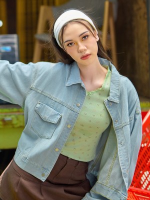 SEA Flower Print Texture Cotton Tee
