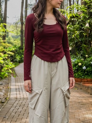 CORE PG Inner Halter Tied Ribbon Long Sleeves Tee