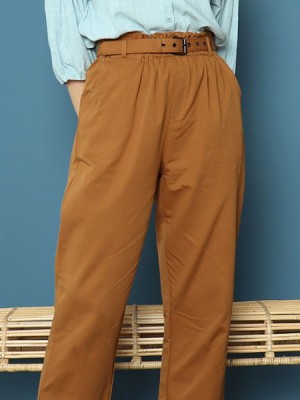 Cottage Core Cigarettes Pants With Mathing Color Belt