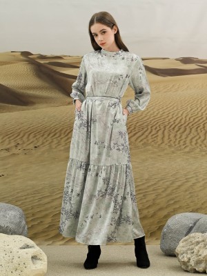 EID4 Pattern Maxi Dress With Belt RO1