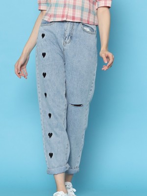 Emproidered Heart Denim