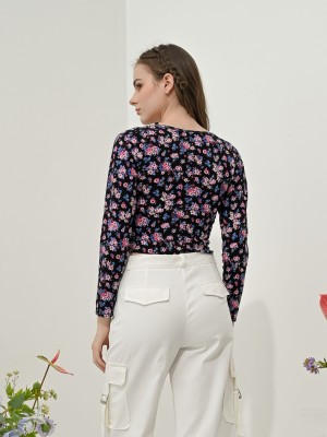 Opal Flower Print Crop Tee