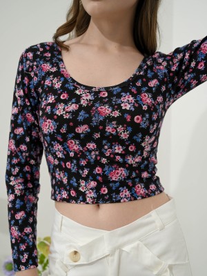 Opal Flower Print Crop Tee