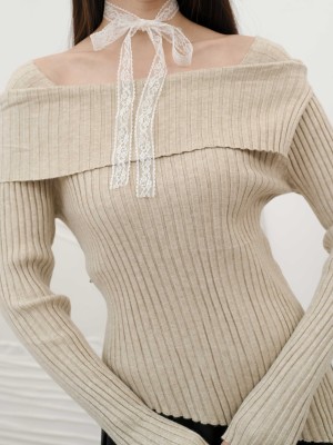 SMARTEN OFF SHOULER KNIT TOP