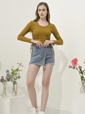 Megan Round Neck Side Drawstring Tee