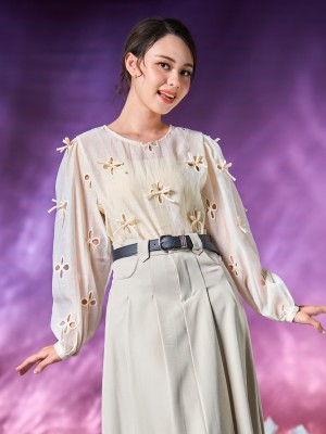 WW ELITE 3D Ribbon On Flower Embroidery Top