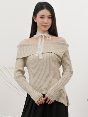 SMARTEN OFF SHOULER KNIT TOP