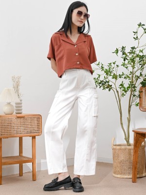 White Lexie Side Pocket Cargo Pants