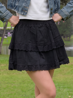 JR CORE PG Tiered Overlap Mini Black Skort