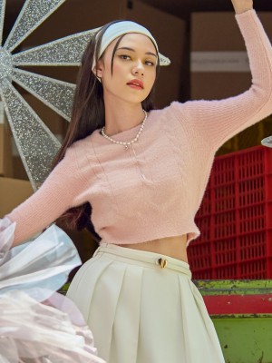 SEA Mia Knit Crop Long Sleeves Tee