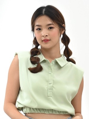 Padded Shoulder Collar Top