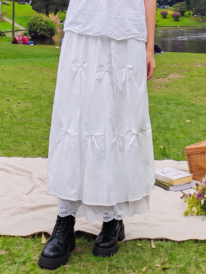 PG Ribbon Pinch With Inner Lace Maxi Skirt