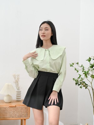 Heather Wide Collar Shirt