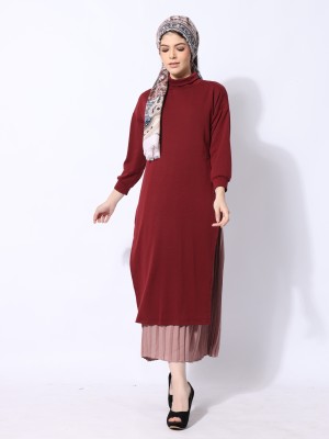 Ramadhan Moon Double Layer Inner Pleats High Neck Maxi