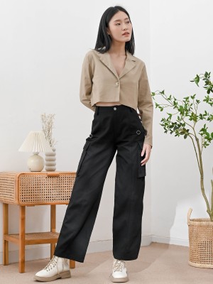 Black Lexie Side Pocket Cargo Pants