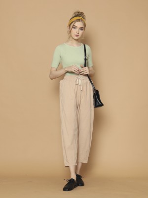 Elastic Waist Tied Pants