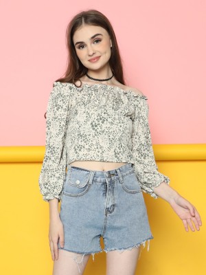 Off Shoulder Flower Print Top