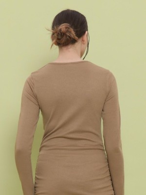 Side Ruched Long Sleeves Bodycon Dress