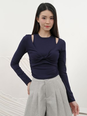 SMARTEN Fake Racer Tank with Twisted Long Sleeves